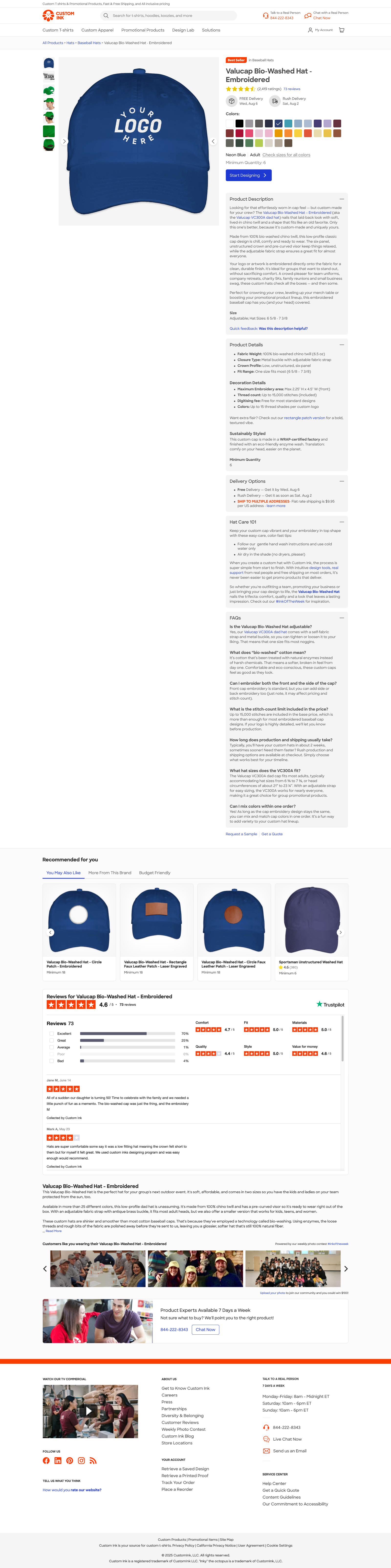 Valucap Bio-Washed Hat - Embroidered